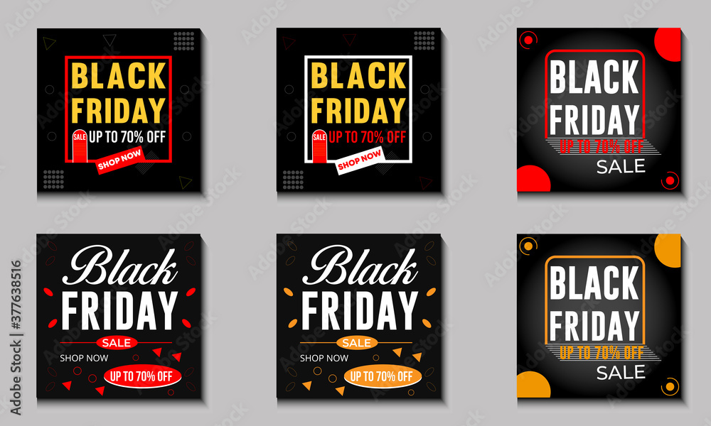 Black Friday sale banner social media post template bundle for business promotion - Facebook ad- Instagram ad Design
