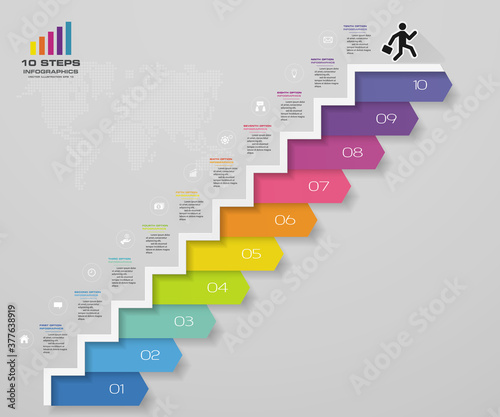 10 steps staircase Infographic element for presentation. EPS 10.