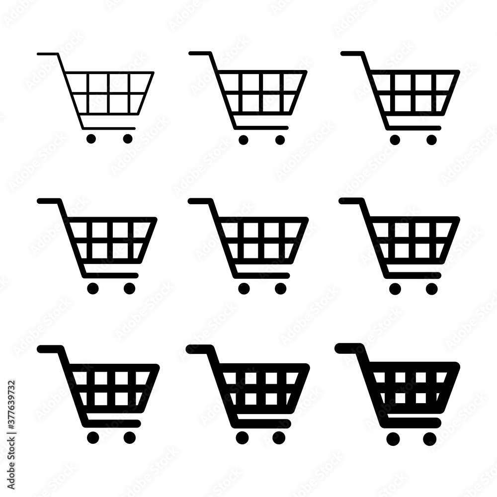 Set of shopping cart sale icon, market story shop vector illustration symbol isolated on white background Set of shopping cart sale icon, market story shop vector illustration symbol isolated on white background