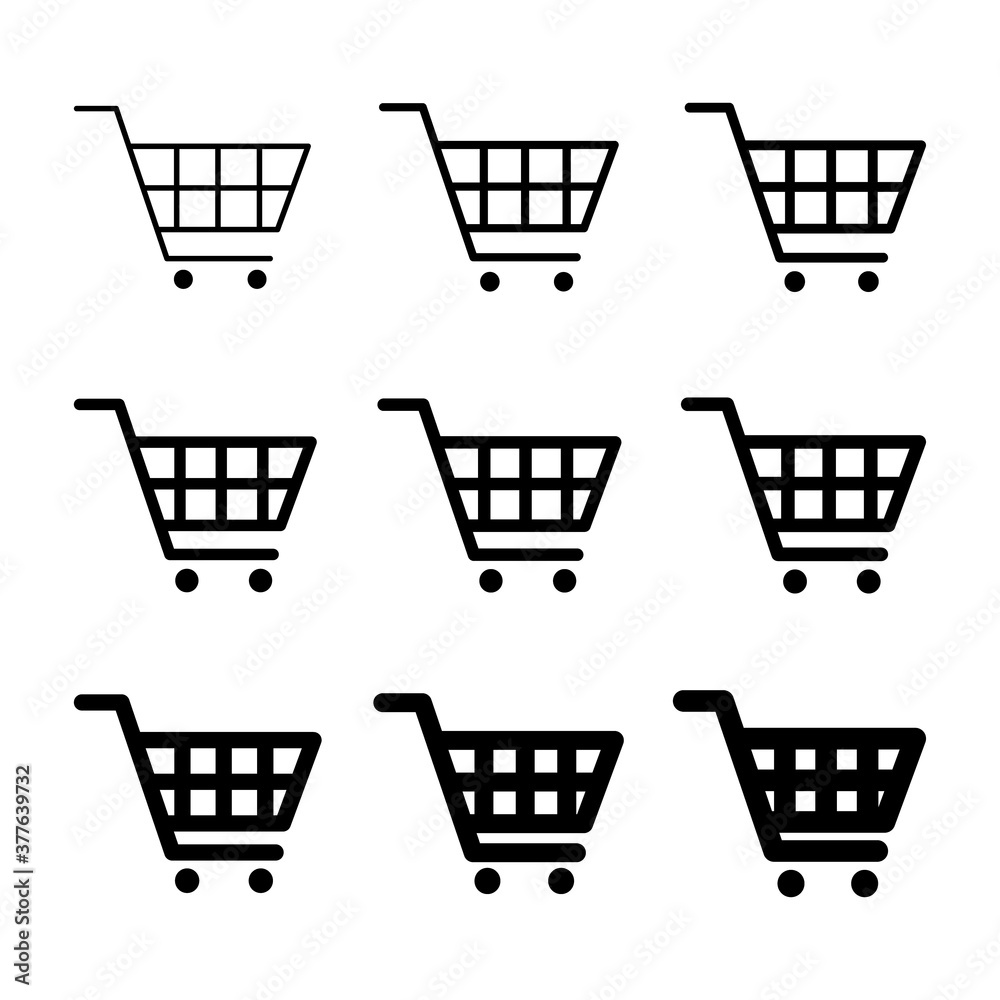 Set of shopping cart sale icon, market story shop vector illustration symbol isolated on white background