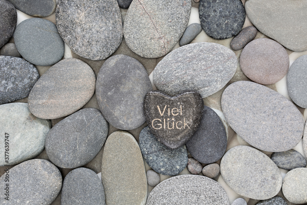 Stone Heart With German Text For Good Luck