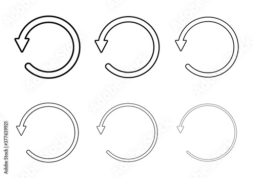 Set of blank circular symbol, arrow icon, refresh graphic vector. Collection of web button
