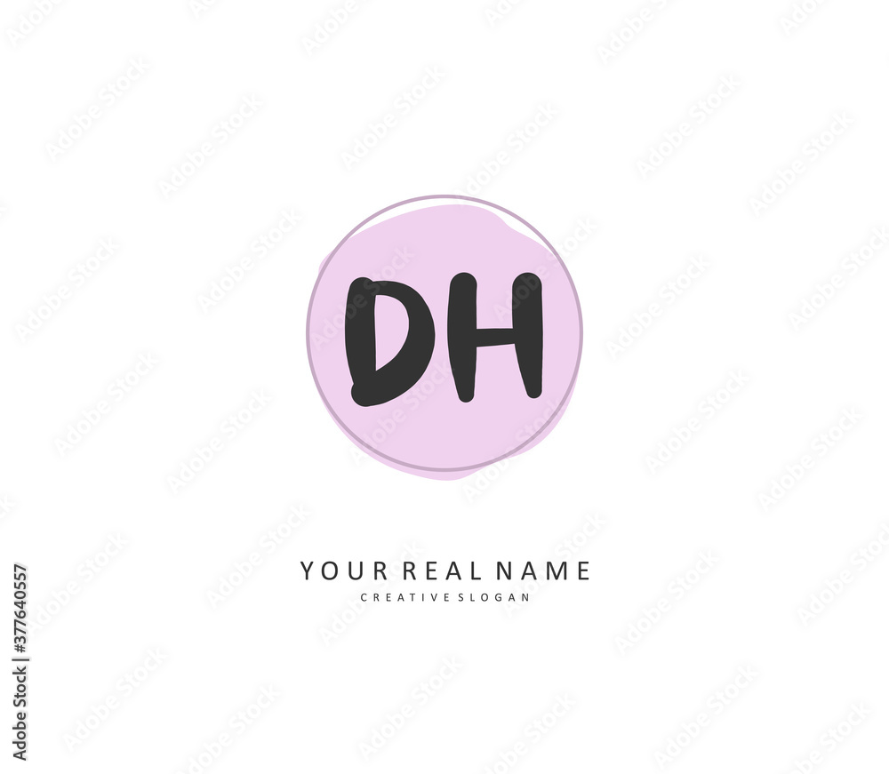 D H DH Initial letter handwriting and signature logo. A concept handwriting initial logo with template element. D H DH Initial letter handwriting and signature logo. A concept handwriting initial logo with template element.