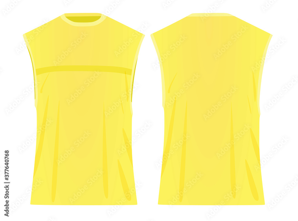 Men yellow sleeveless t shirt. vector illustration Men yellow sleeveless t shirt. vector illustration