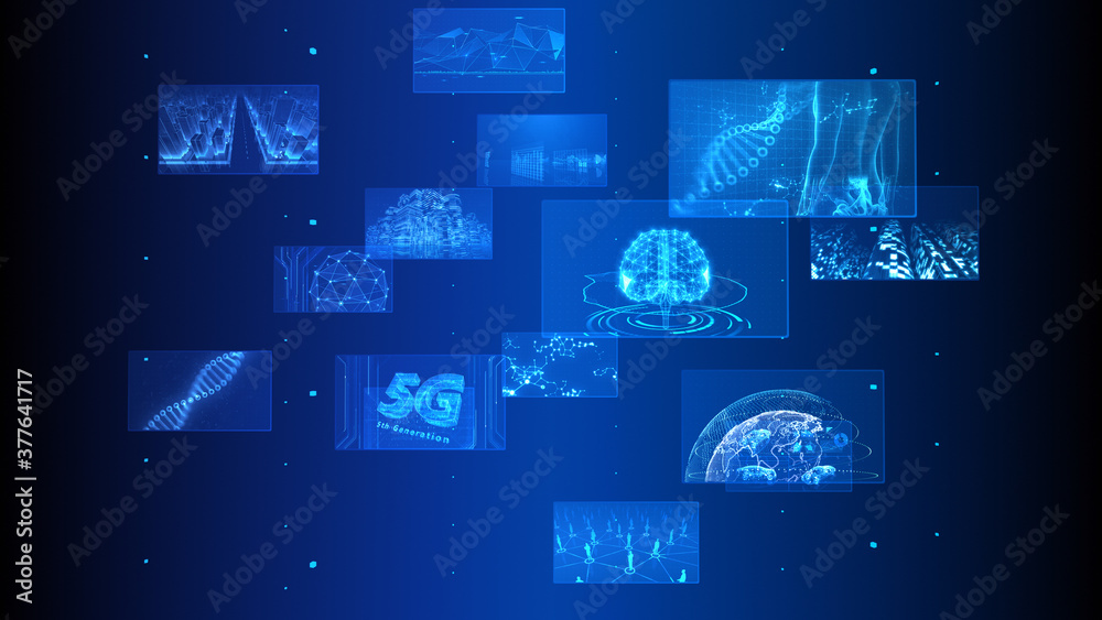 Digital Network Technology AI 5G data communication concepts 3D illustration Background Digital Network Technology AI 5G data communication concepts 3D illustration Background