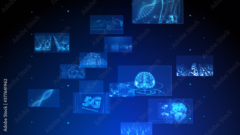 Digital Network Technology AI 5G data communication concepts 3D illustration Background Digital Network Technology AI 5G data communication concepts 3D illustration Background