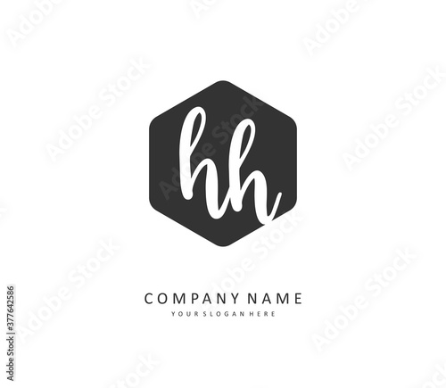 H HH Initial letter handwriting and signature logo. A concept handwriting initial logo with template element.