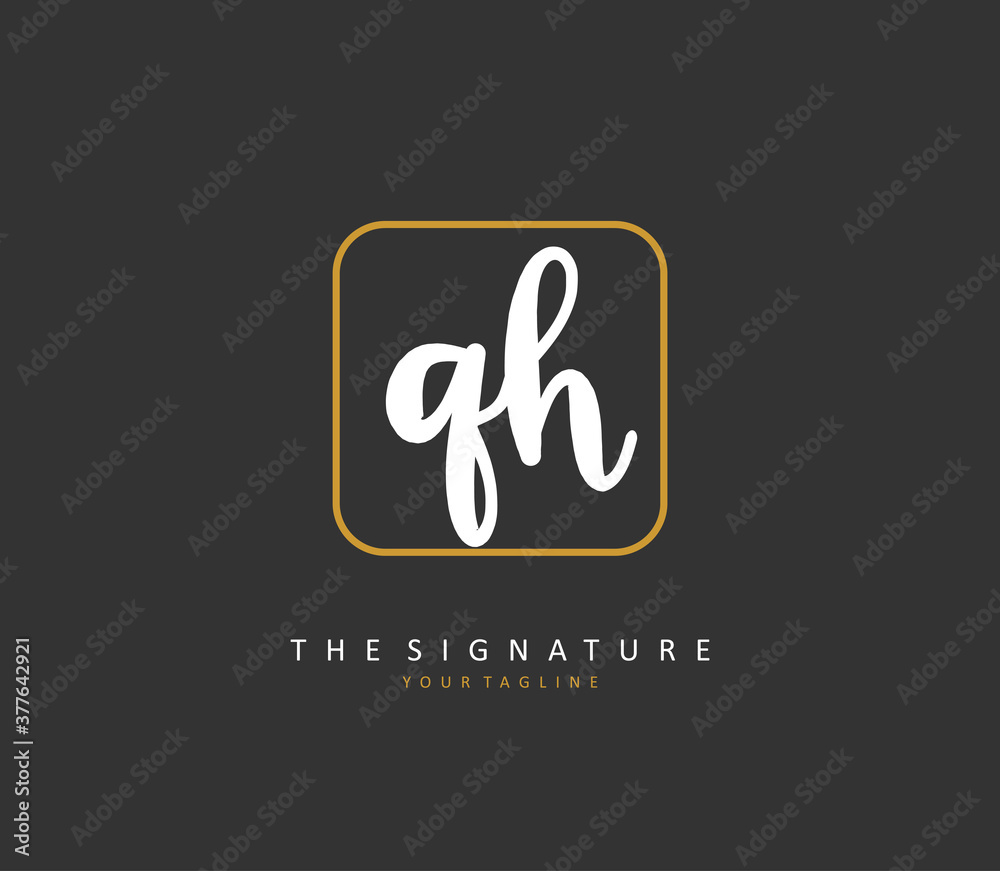Q H QH Initial letter handwriting and signature logo. A concept handwriting initial logo with template element. Q H QH Initial letter handwriting and signature logo. A concept handwriting initial logo with template element.