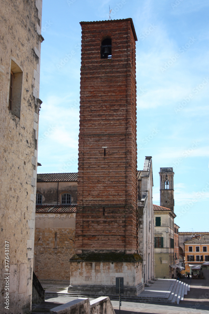 The ancient medieval tower of Pietrasanta, a town of art in Tuscany.