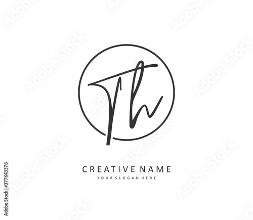 Free Download T H TH Initial letter handwriting and signature logo. A concept handwriting initial logo with template element. - GFXLoad