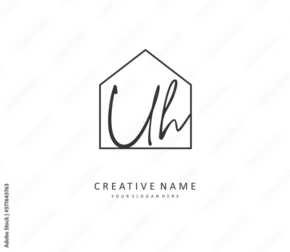 U H UH Initial letter handwriting and signature logo. A concept handwriting initial logo with template element. U H UH Initial letter handwriting and signature logo. A concept handwriting initial logo with template element.