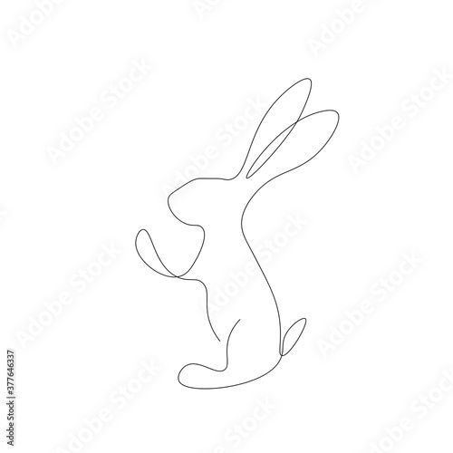 Bunny one line drawing, vector illustration