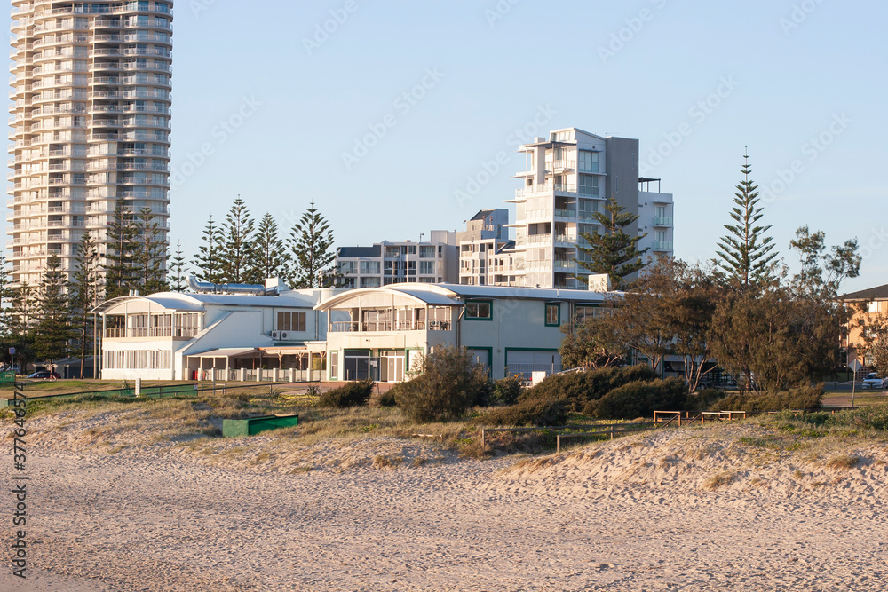 Buildings near the sandy beach, Queensland, Australia