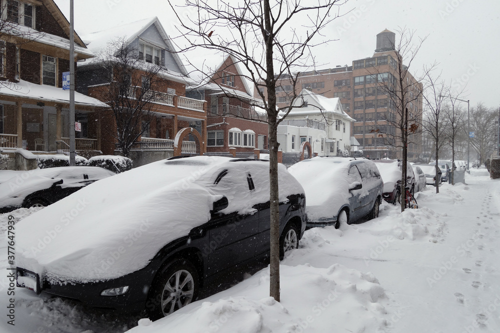 Winter landscape in the city. seasons first snow storm in NYC Winter landscape in the city. seasons first snow storm in NYC
