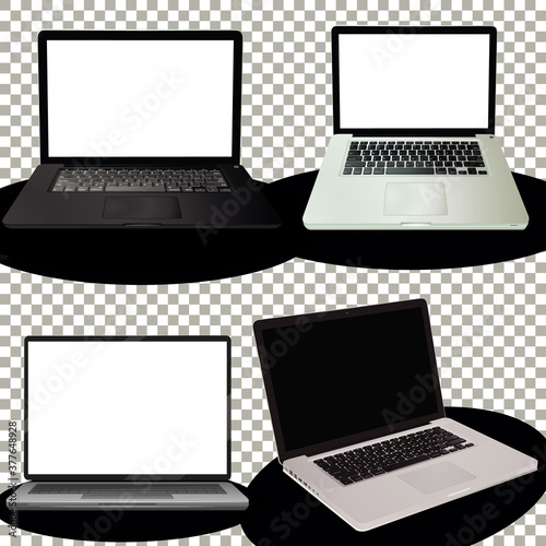 Set of technology gadget on transparent background