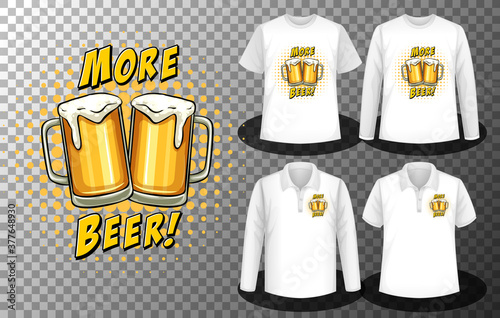 Beer glass logo with Set of different shirts with Beer glass logo screen on shirts