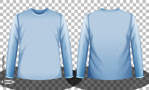 Blue long sleeve t-shirt front and back side