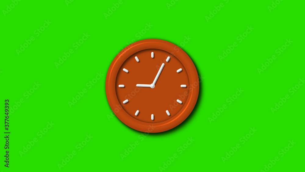 Green screen brown color 3d wall clock ,12 hours 3d wall clock Green screen brown color 3d wall clock ,12 hours 3d wall clock