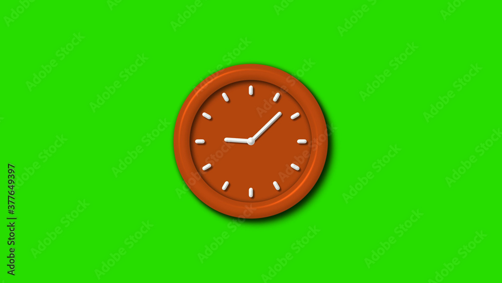 Green screen brown color 3d wall clock ,12 hours 3d wall clock Green screen brown color 3d wall clock ,12 hours 3d wall clock