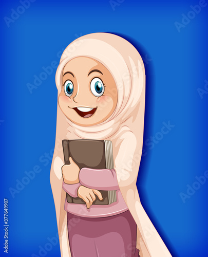 Muslim girl holding book