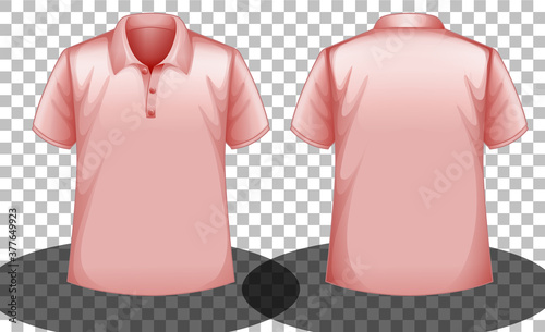 Pink short sleeves polo shirt front and back side