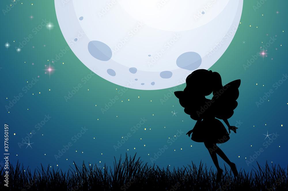 Fairy silhouette in nature background Fairy silhouette in nature background