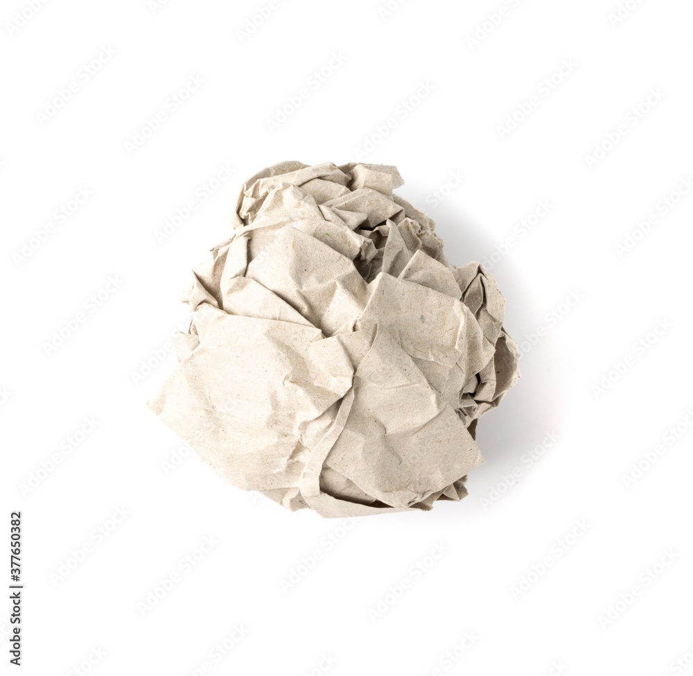 Wrinkled Kraft Paper Textured Ball Isolated on White background Wrinkled Kraft Paper Textured Ball Isolated on White background