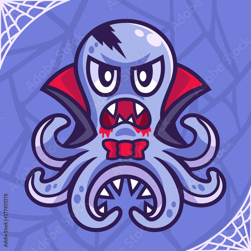 Vampire Octopus halloween cartoon character