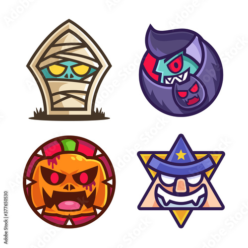 Fototapeta Naklejka Na Ścianę i Meble -  Halloween character sticker design collection