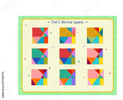 logic game for children. find 2 identical squares