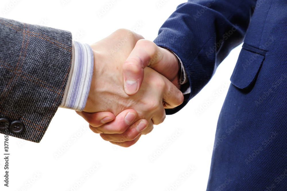 Handshake - Hand holding on white background