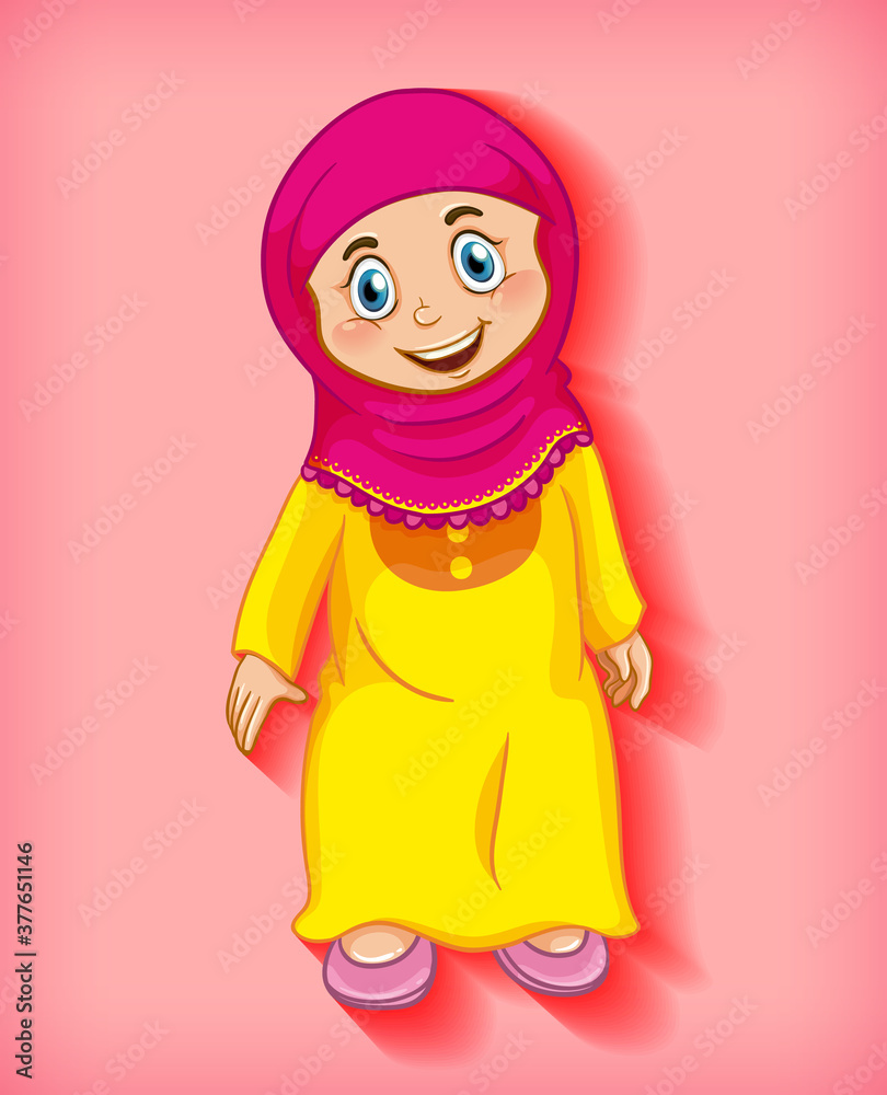 Happy muslim girl cartoon character Happy muslim girl cartoon character