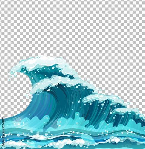 Sea giant waves transparent background
