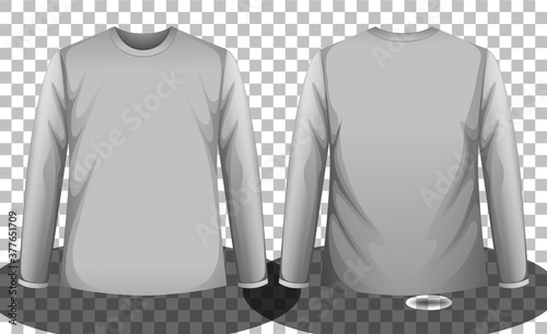 Grey long sleeve t-shirt front and back side