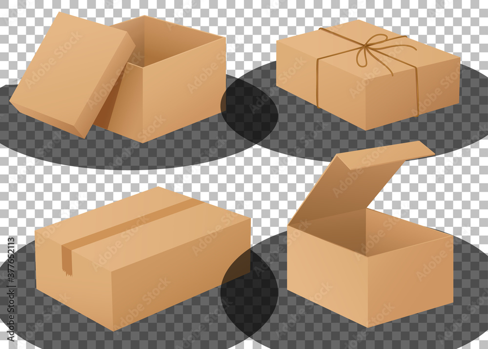 Fototapeta premium Ilustration of a set of different cardboard boxes