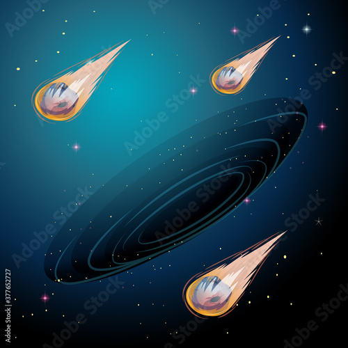 Comet in the galaxy background