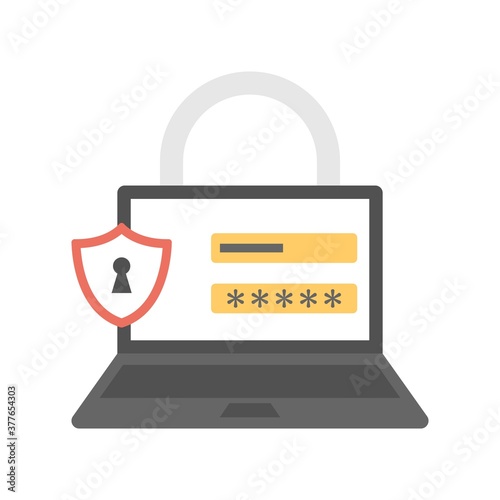 Computer password protection icon. Internet security symbol.