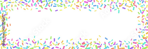 Sprinkles grainy frame on white background