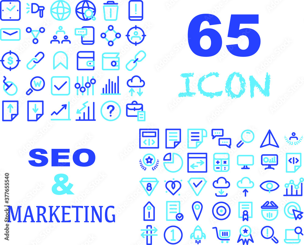 65 Icon Line SEO & Marketing for website and app