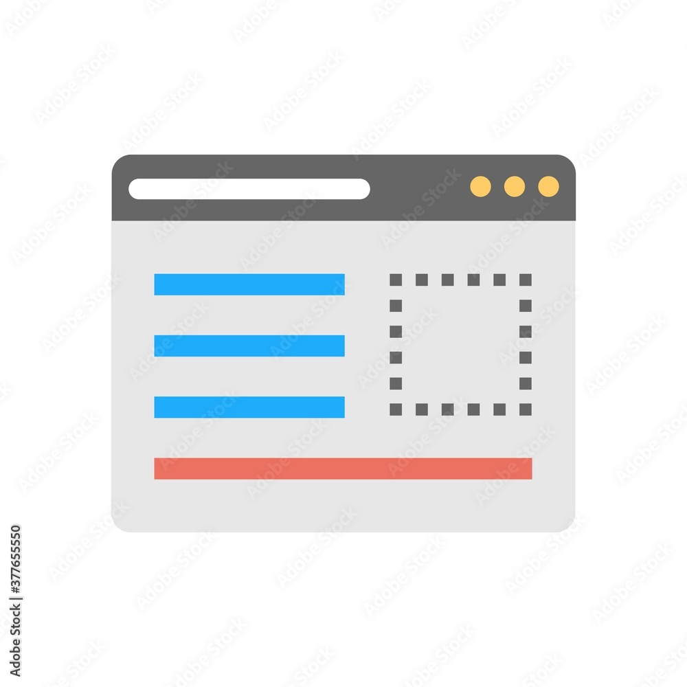 Website layout design icon - flat vector illustration. Website layout design icon - flat vector illustration.