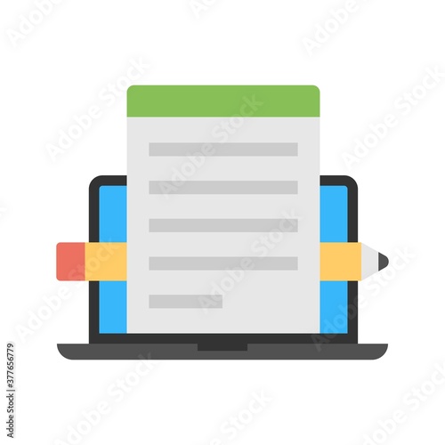 Online education, creative writing and storytelling, distant learning, vector illustration.