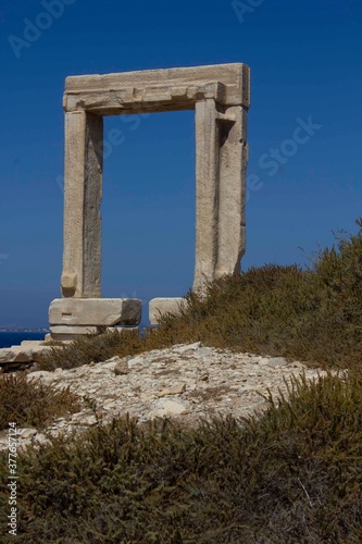 Day view of Portara marble gate in Naxos
