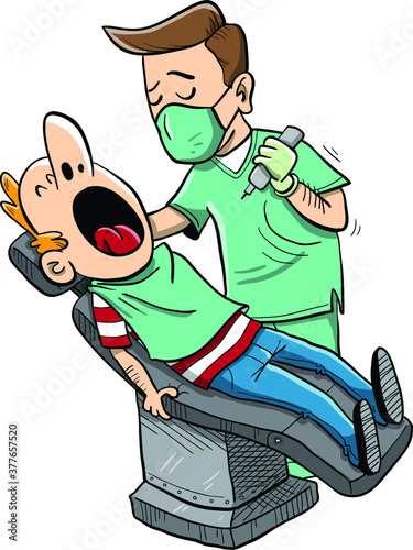 Dentist examining patient