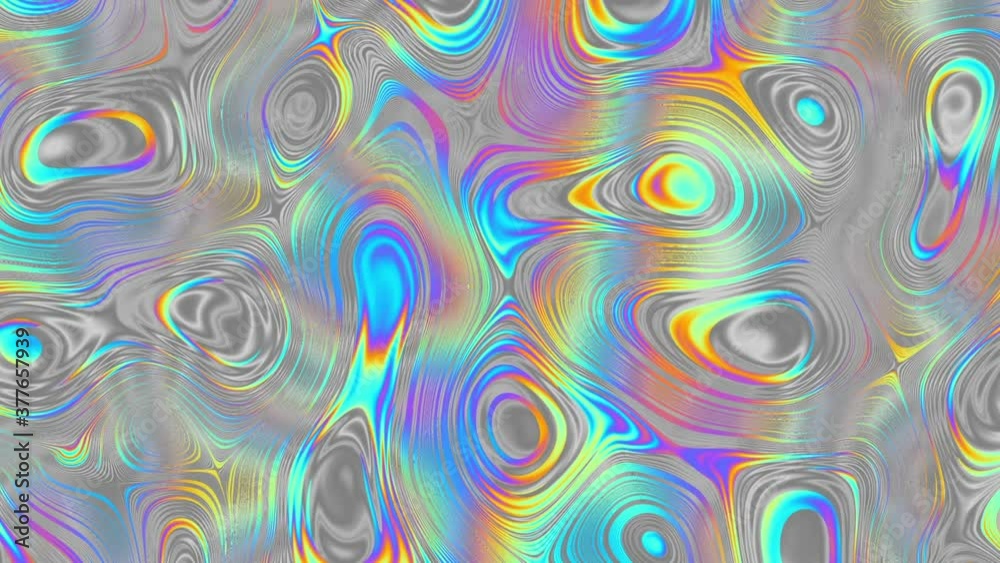 Moving random wavy liquid texture. Holographic futuristic surface. Looping footage.