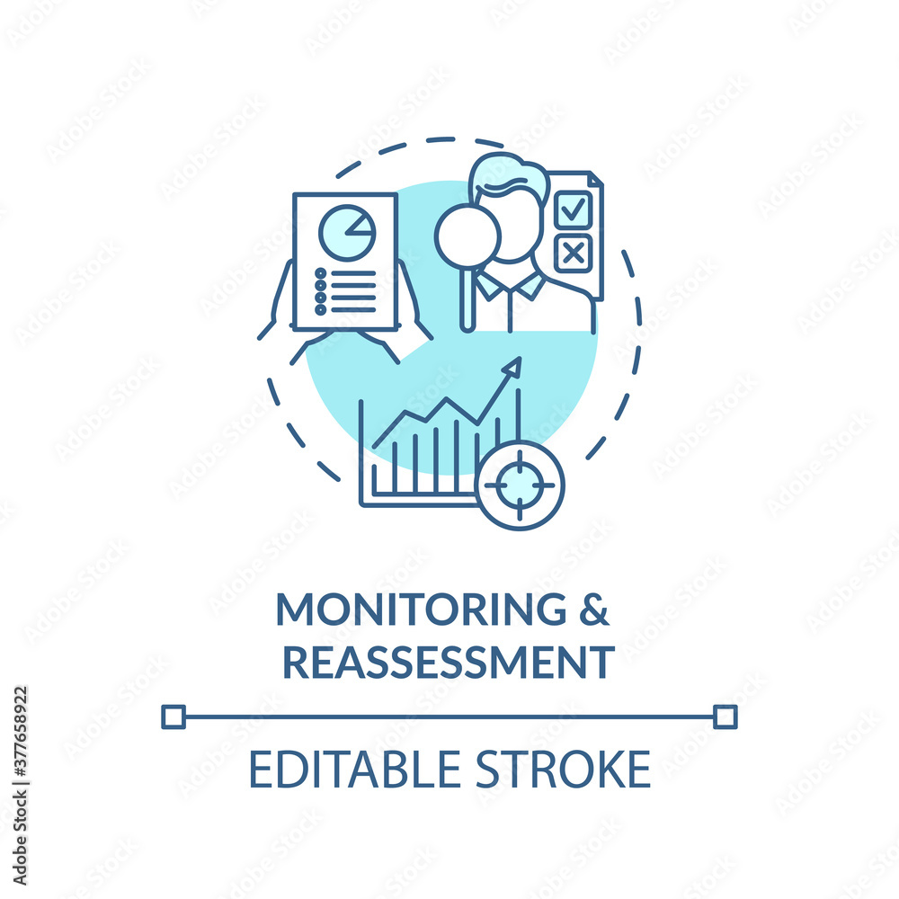 Monitoring and reassessment concept icon Monitoring and reassessment concept icon