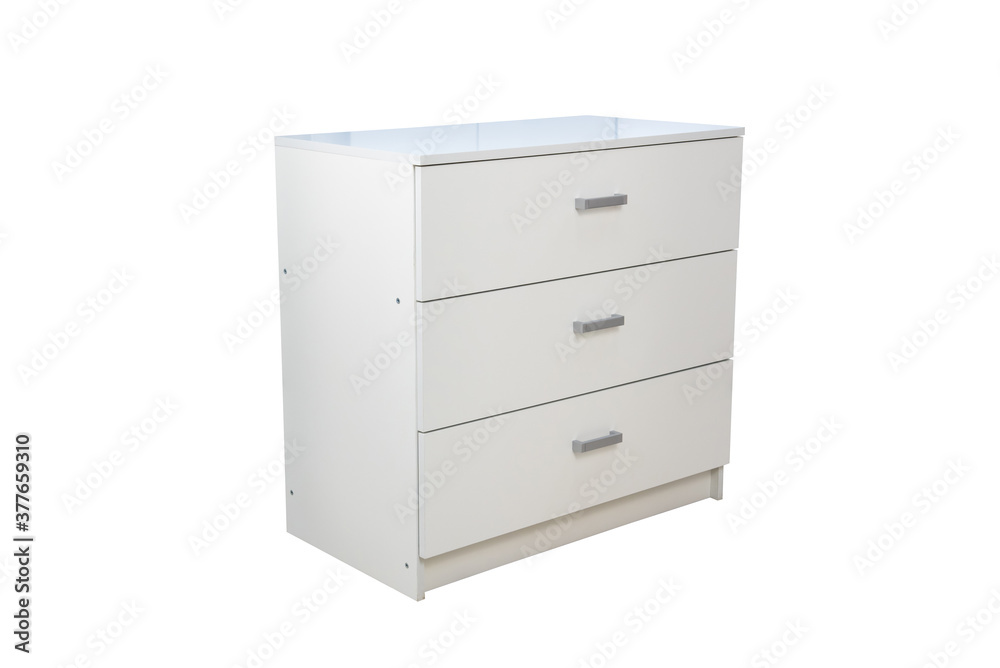 Modern wooden chest of drawers on white background Modern wooden chest of drawers on white background