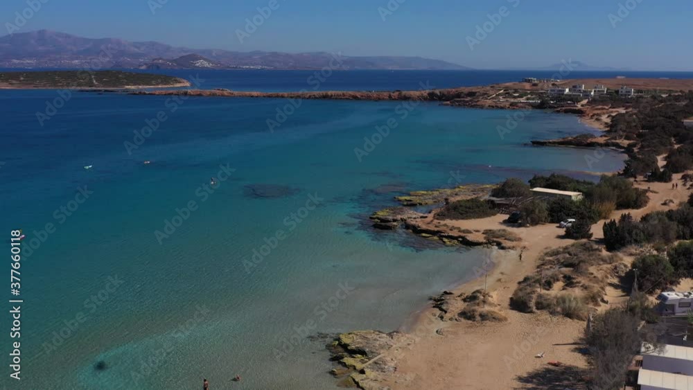 Santa Maria beach in Paros island. Aerial view Santa Maria beach in Paros island. Aerial view