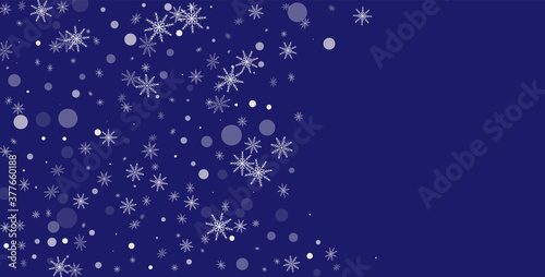 Snowflakes. Snow. Snowfall. Falling scattered white snowflakes on a gradient background. Vector 