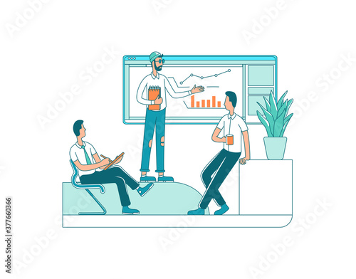 Business presentation flat color vector faceless characters