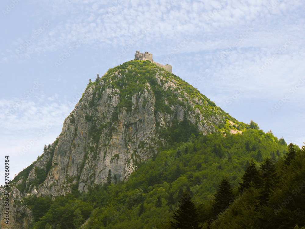 chateau-de-montsegur cathar castle ariege pyrenees france